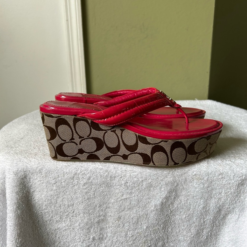 Coach Nella Women's Pink Wedge Sandals - Picture 4 of 12